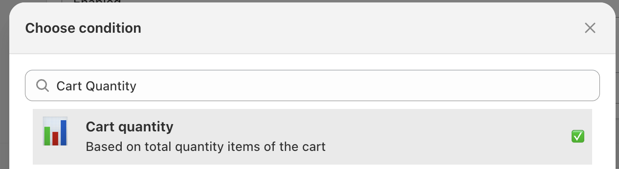 Search for Cart Quantity and choose your rule