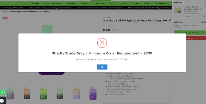 Set a Shopify Minimum Order Value