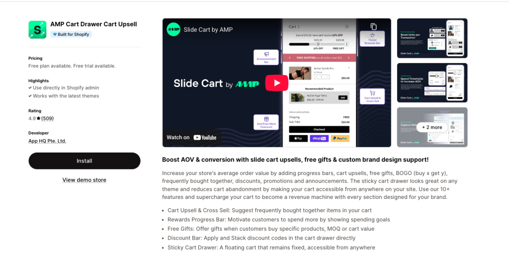 AMP Cart Drawer Cart Upsell