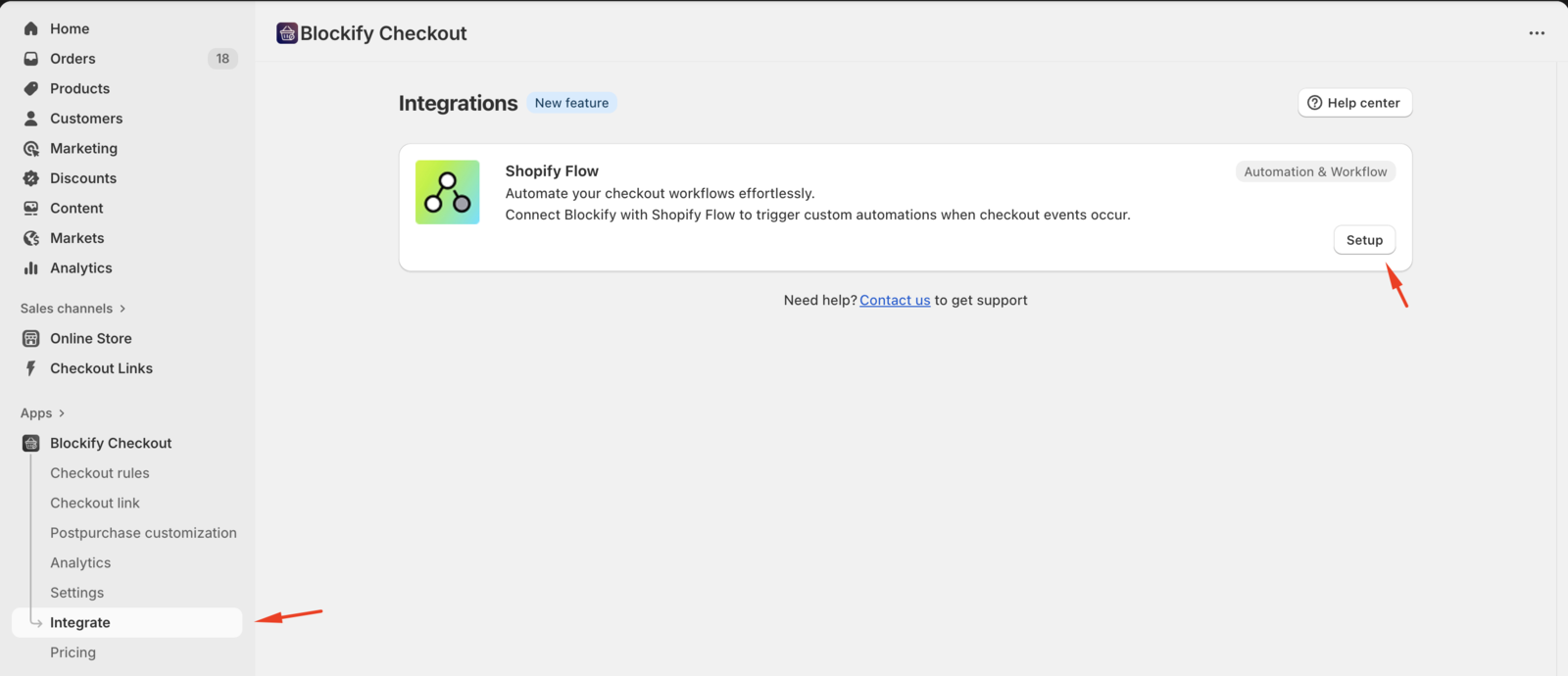 Enable Shopify Flow in Blockify checkout