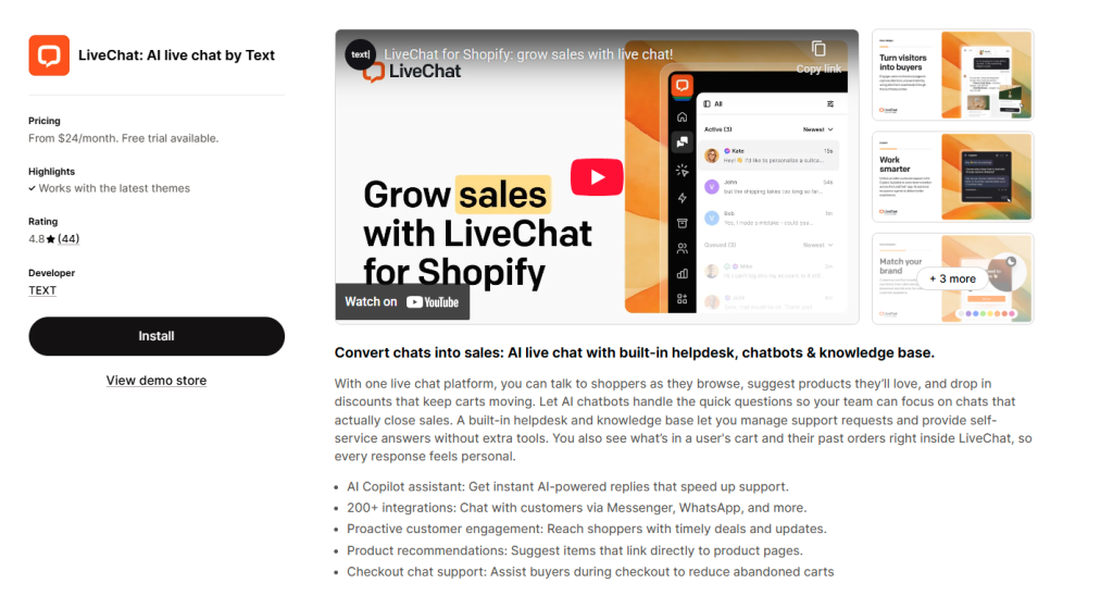 LiveChat: AI live chat by Text