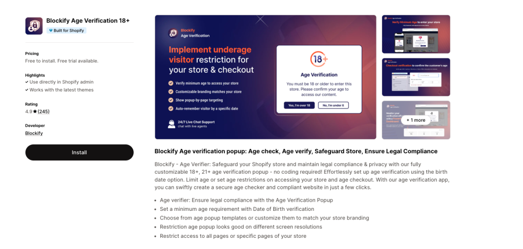 Simplify Age Verification with Blockify on Shopify and Wix
