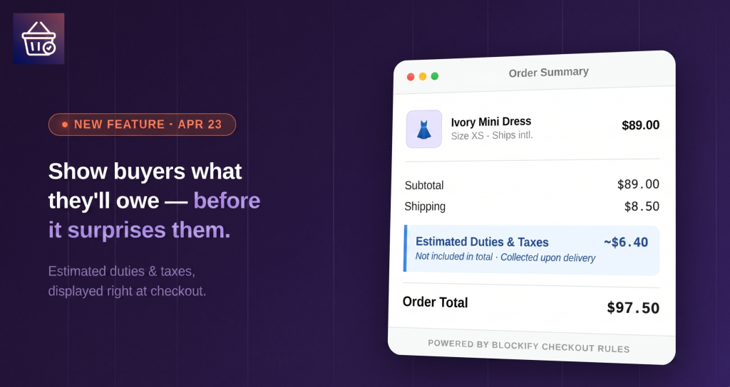 Estimated Tax & Duties