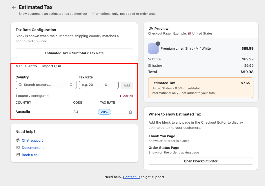 Estimated Tax Setup