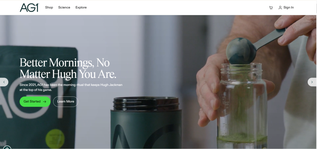 Athletic Greens (AG1) Top 10 Shopify Supplement Store Examples Worth Studying