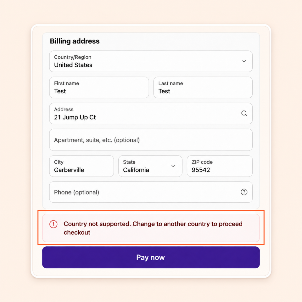 Billing Address and PO Number conditions